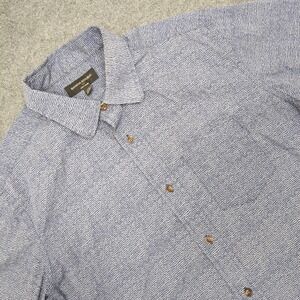 Banana Republic Mens Button Up Shirt‎ Blue White Pattern Short Sleeve Size M